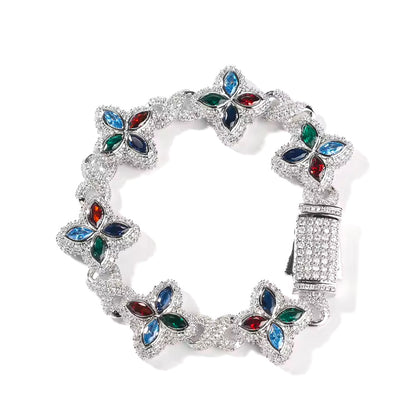 Colored Stone Clover Bracelet